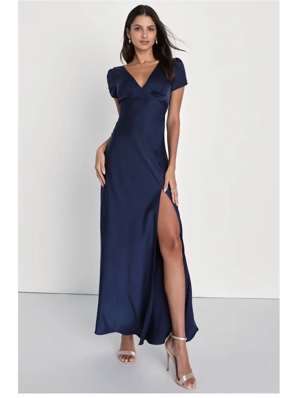 lulus navy blue long dress Navy Blue Sequin Lace-Up Maxi Dress | Womens | X-Small (Available in M, L) | 100% Polyester